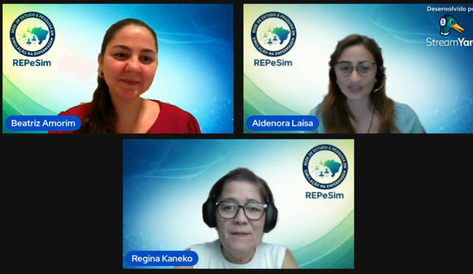 Captura de tela do segundo webinar da REPeSim com palestrantes e participantes